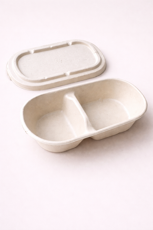 Oval Bowl with Lid (850ml) 2-Compartment