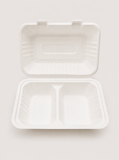 Clamshell 2-Compartment Meal Box (850ml)