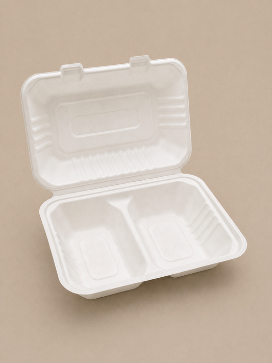 Clamshell 2-Compartment Meal Box (850ml)